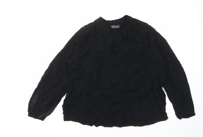 Marks & Spencer Womens Black Viscose Basic T-Shirt Size 12 V-Neck