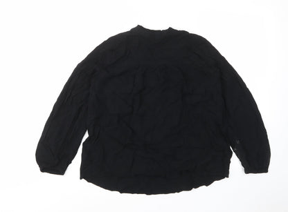 Marks & Spencer Womens Black Viscose Basic T-Shirt Size 12 V-Neck