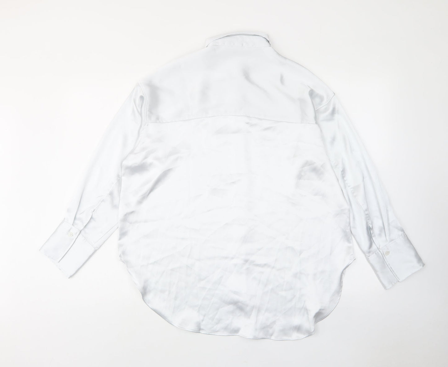 H&M Womens White Polyester Basic Button-Up Size XS Collared