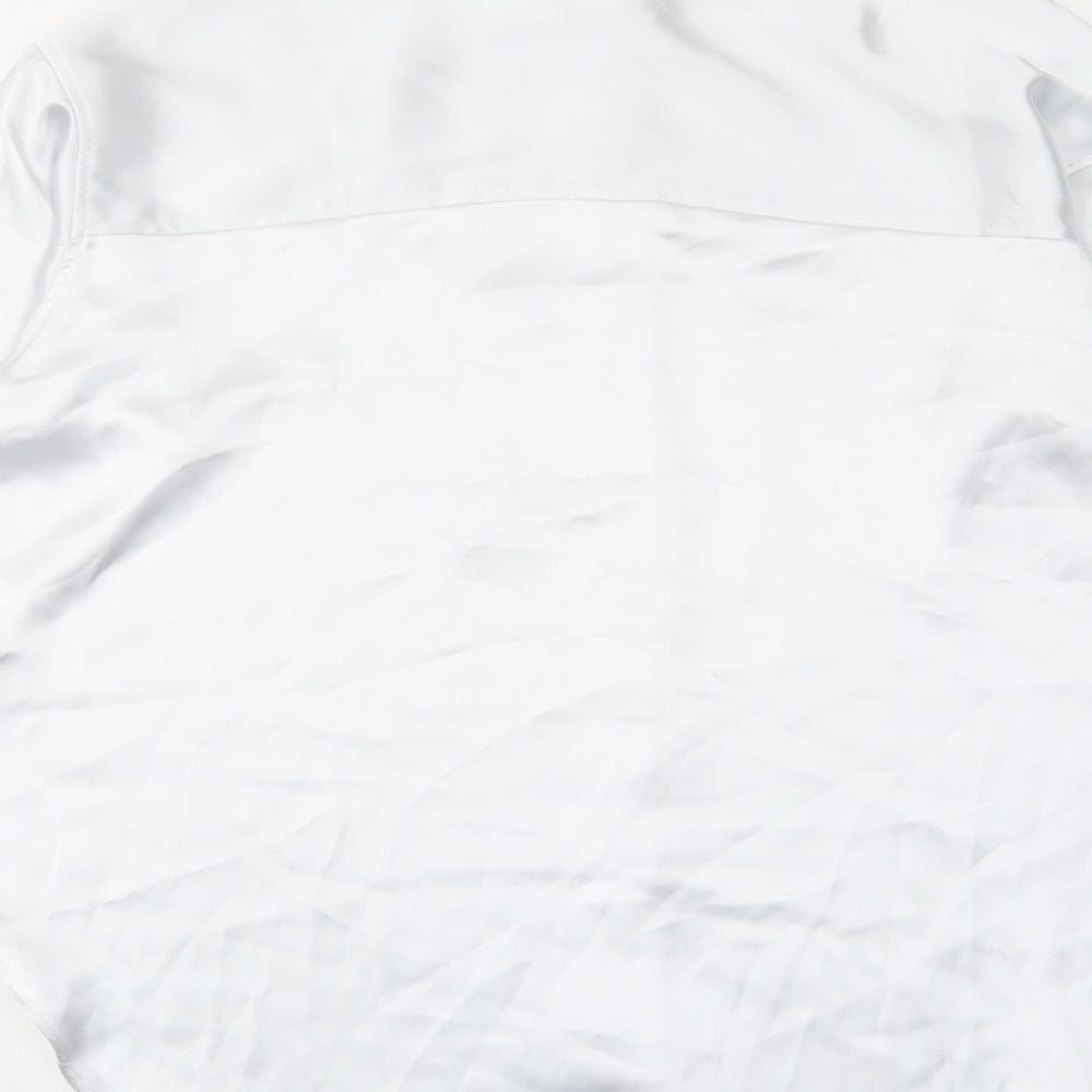 H&M Womens White Polyester Basic Button-Up Size XS Collared