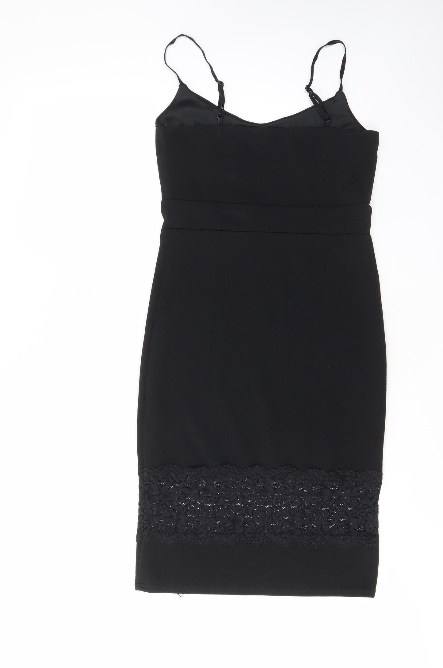New Look Womens Black Polyester Bodycon Size 12 V-Neck Pullover - Lace