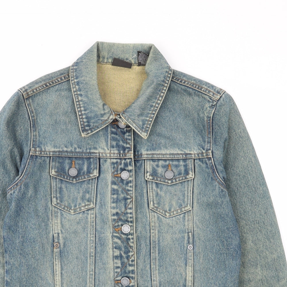 New York & Company Womens Blue Jacket Size S Button - Pockets