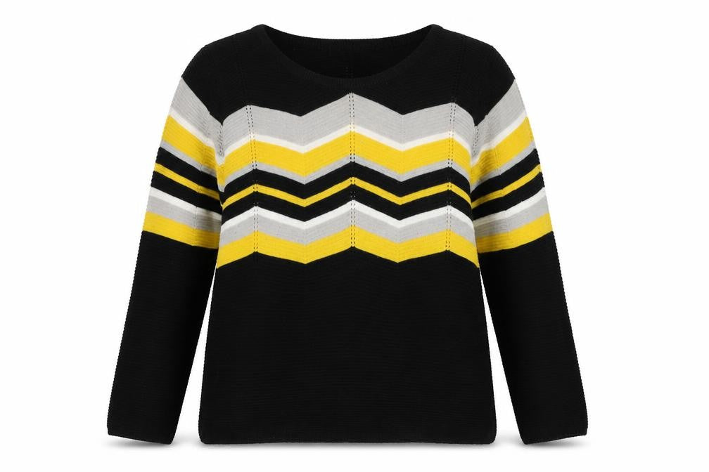 Select Womens Black Round Neck Herringbone Cotton Pullover Jumper Size 12