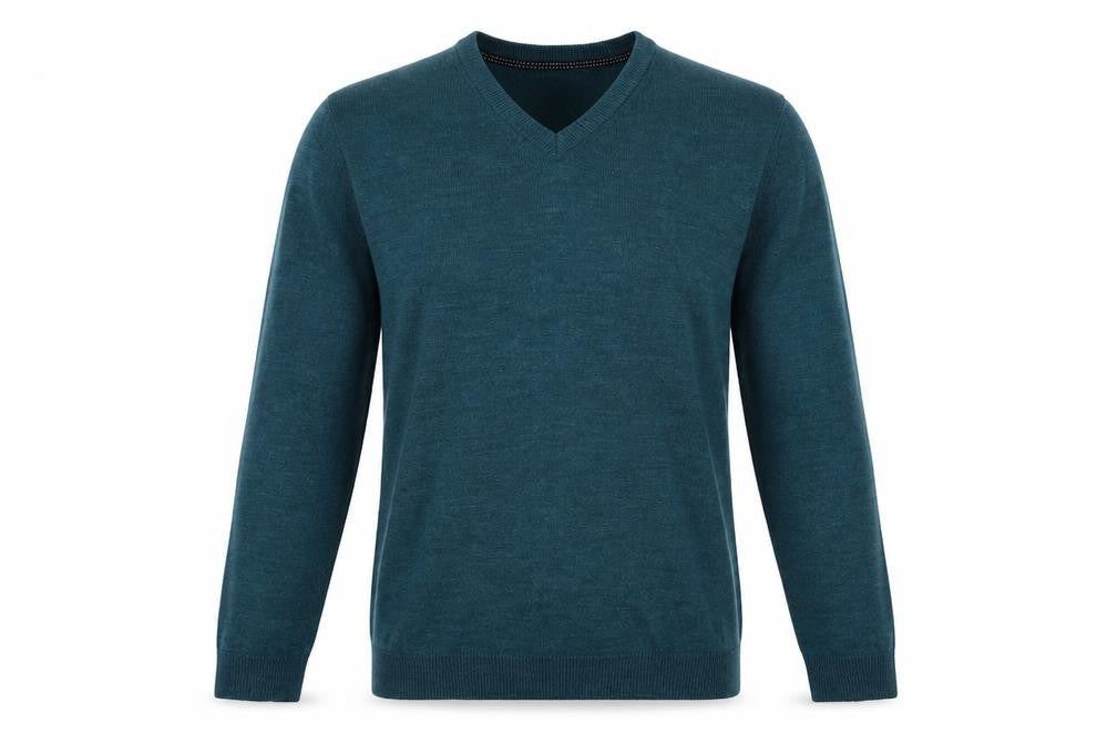 Sand Stone Mens Blue V-Neck Acrylic Pullover Jumper Size S Long Sleeve