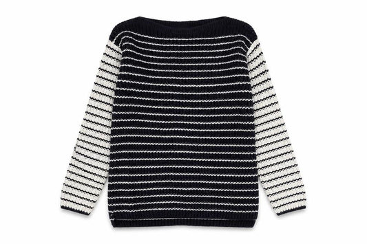 Marks & Spencer Womens Blue Boat Neck Striped Cotton Pullover Jumper Size S