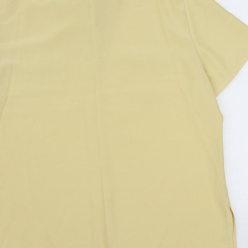 BHS Womens Yellow Polyester Basic Button-Up Size 14 Collared