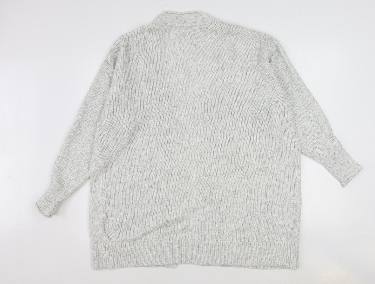 H&M Womens Grey V-Neck Acrylic Cardigan Jumper Size S