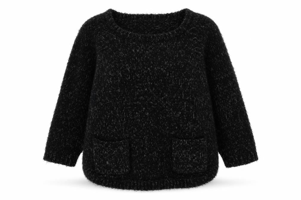 Indigo Womens Black Scoop Neck Polyamide Pullover Jumper Size 10