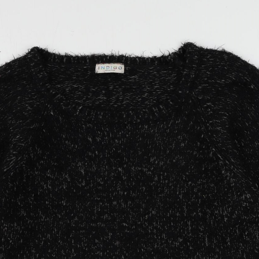 Indigo Womens Black Scoop Neck Polyamide Pullover Jumper Size 10