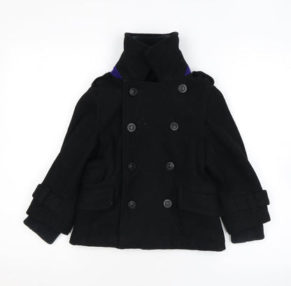 Additional front view of Baker girls’ black overcoat coat, size 6, years zip