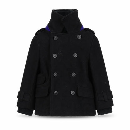 Front view of Baker girls’ black overcoat coat, size 6, years zip