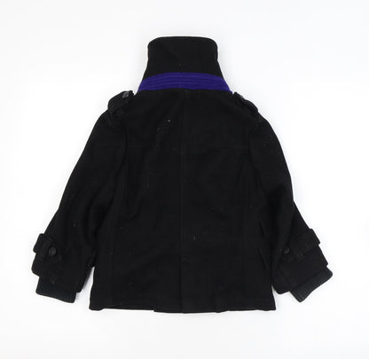 Back view of Baker girls’ black overcoat coat, size 6, years zip