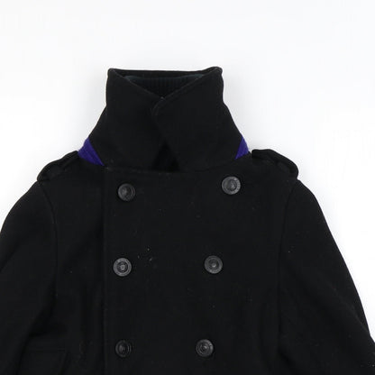 Close-up detail of Baker girls’ black overcoat coat, size 6, years zip