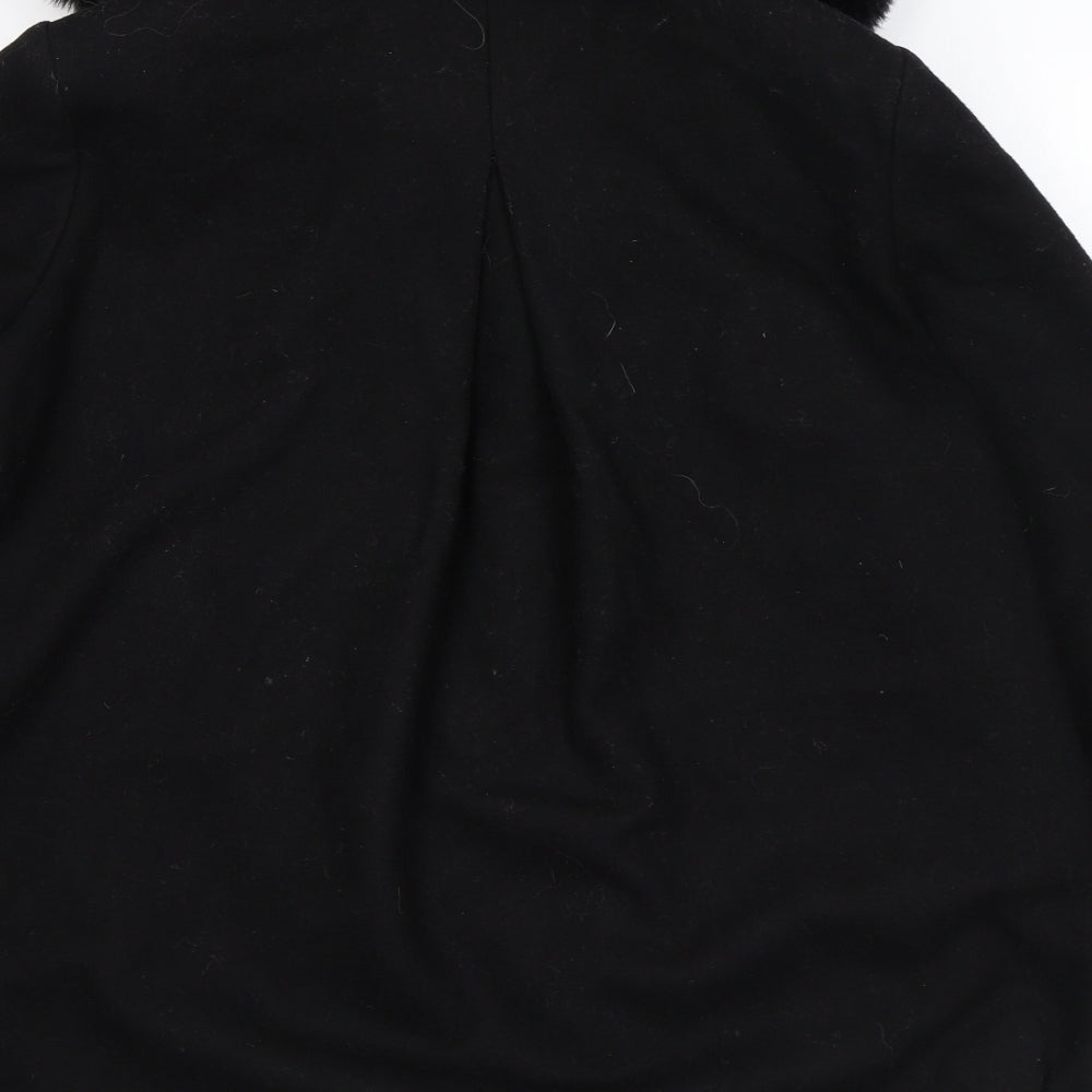 ABS Womens Black Overcoat Coat Size S Snap - Faux Fur