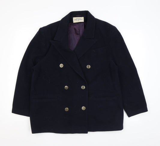 Anne Brooks Womens Black Overcoat Coat Size 16 Button
