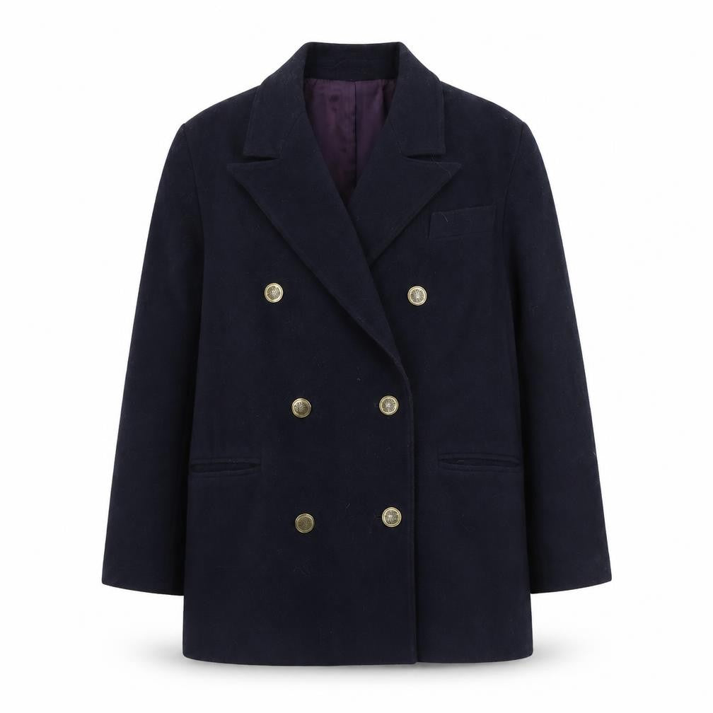 Anne Brooks Womens Black Overcoat Coat Size 16 Button