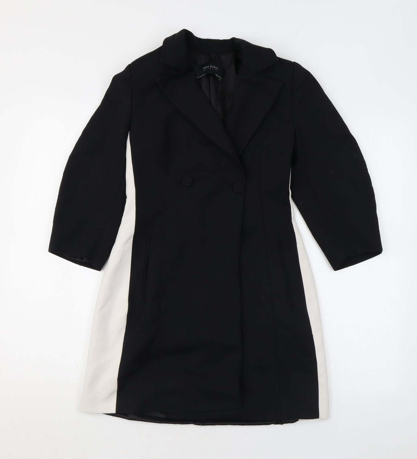 Zara Womens Black Cotton Shirt Dress Size S Collared Button