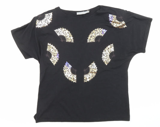 Principles Womens Black Polyester Basic T-Shirt Size M Boat Neck - Shoulder pads