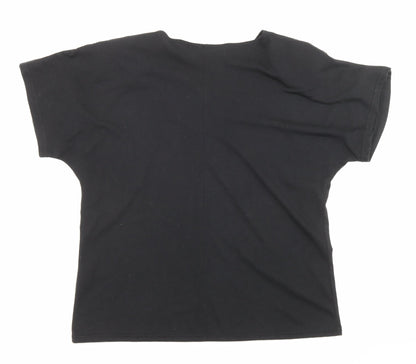 Back view of Principles women’s black polyester basic t-shirt, size M, boat neck - shoulder pads