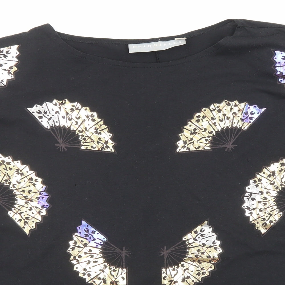 Principles Womens Black Polyester Basic T-Shirt Size M Boat Neck - Shoulder pads