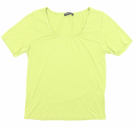 Select Womens Green Viscose Basic T-Shirt Size L Scoop Neck