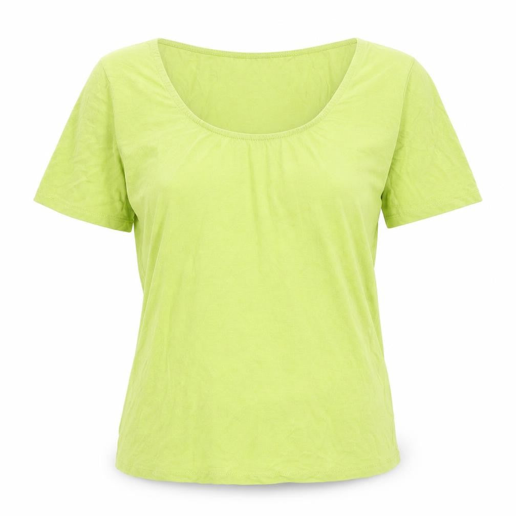 Select Womens Green Viscose Basic T-Shirt Size L Scoop Neck