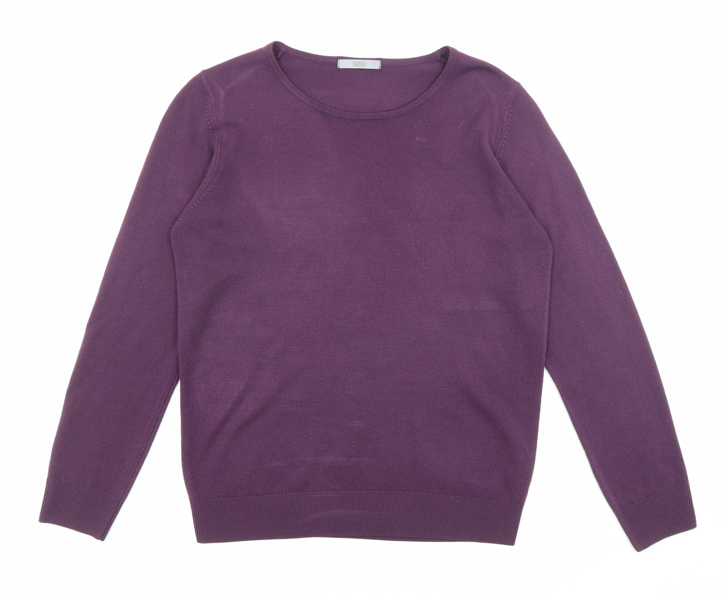 Marks and Spencer Womens Purple Crew Neck Acrylic Pullover Jumper Size 10