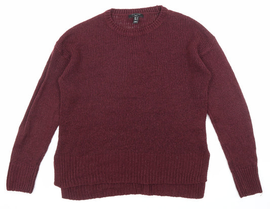 New Look Womens Purple Round Neck Acrylic Pullover Jumper Size S