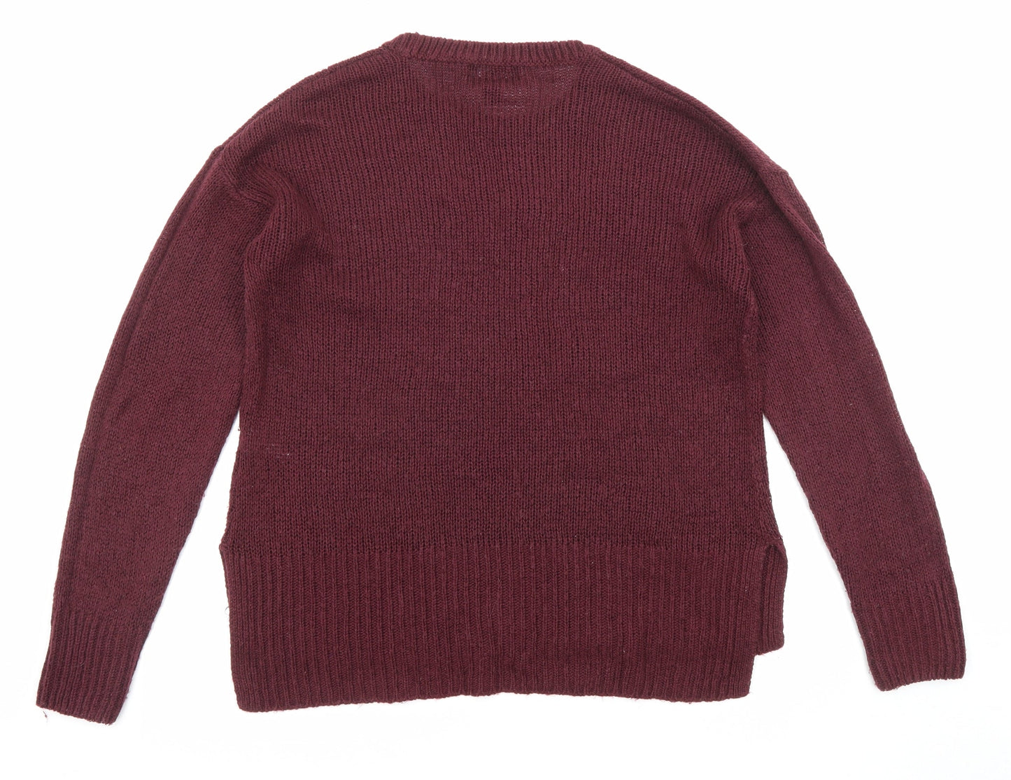 New Look Womens Purple Round Neck Acrylic Pullover Jumper Size S