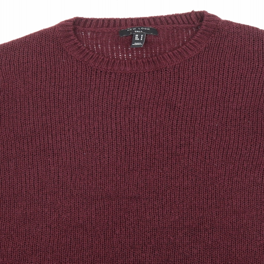 New Look Womens Purple Round Neck Acrylic Pullover Jumper Size S