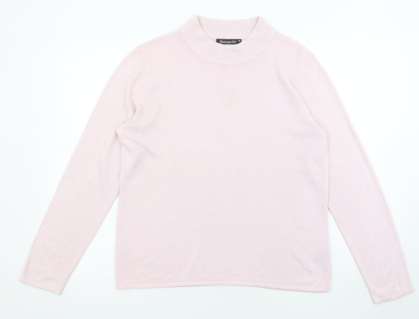 Bonmarché Womens Pink High Neck Acrylic Pullover Jumper Size M