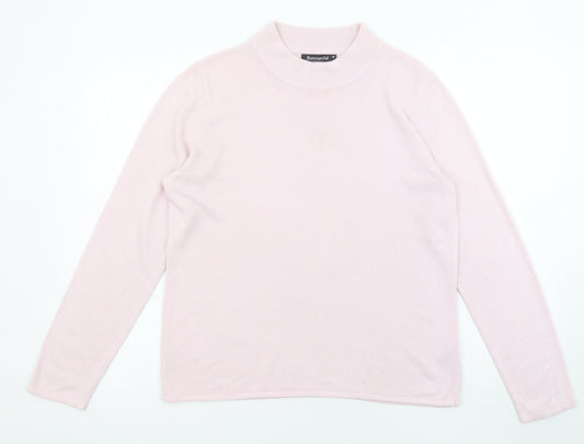 Bonmarché Womens Pink High Neck Acrylic Pullover Jumper Size M