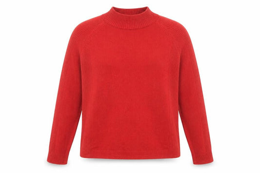 //text.. Womens Red High Neck Acrylic Pullover Jumper Size M