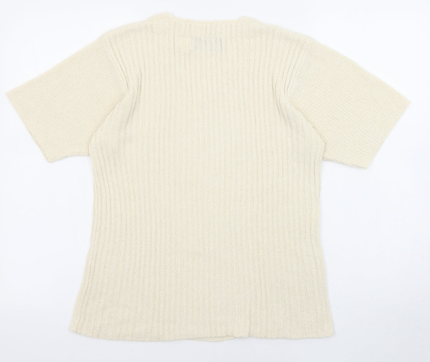 Orvis Womens Beige V-Neck Silk Pullover Jumper Size S
