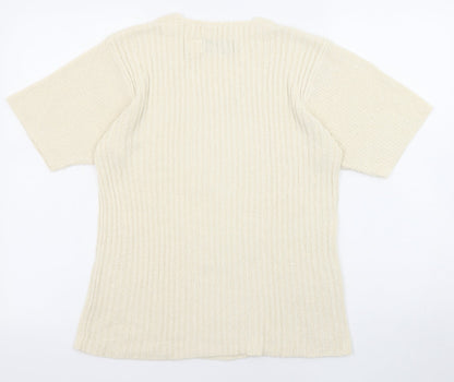 Orvis Womens Beige V-Neck Silk Pullover Jumper Size S