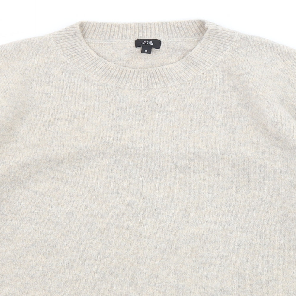 River Island Womens Beige High Neck Acrylic Pullover Jumper Size S