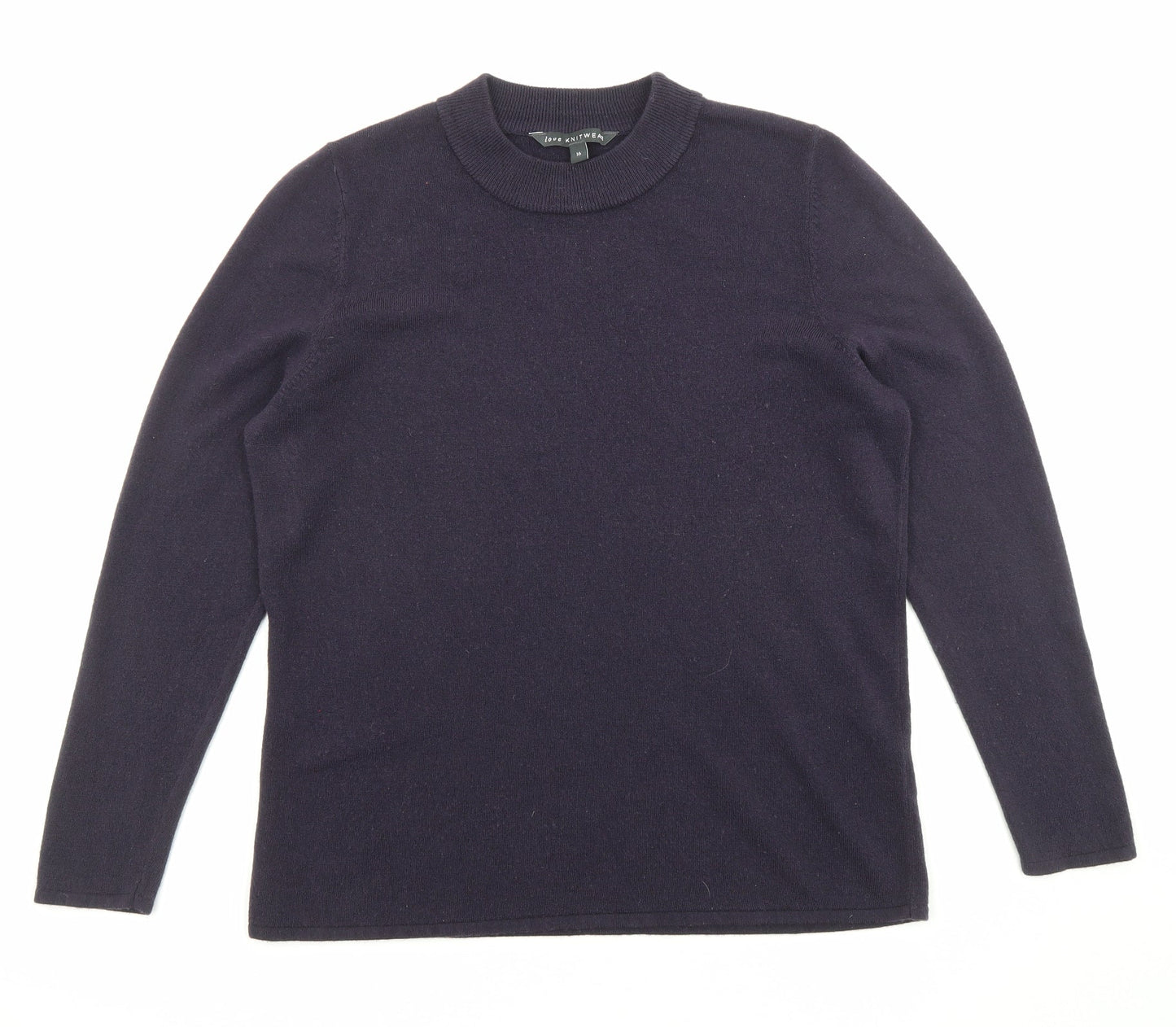 Bonmarché Womens Blue High Neck Acrylic Pullover Jumper Size 16