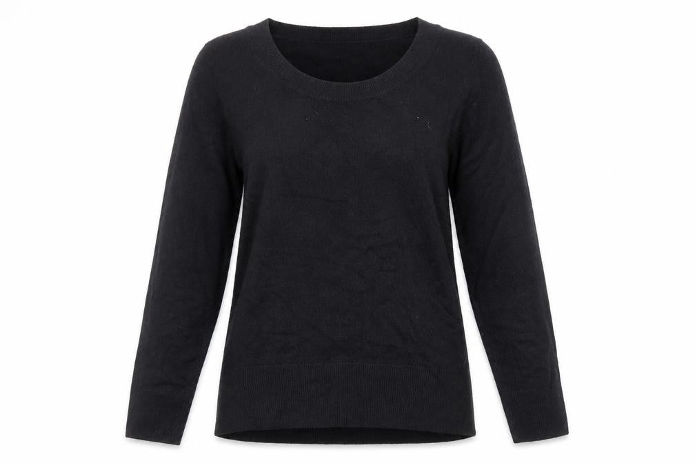 South Womens Black Scoop Neck Acrylic Pullover Jumper Size 12