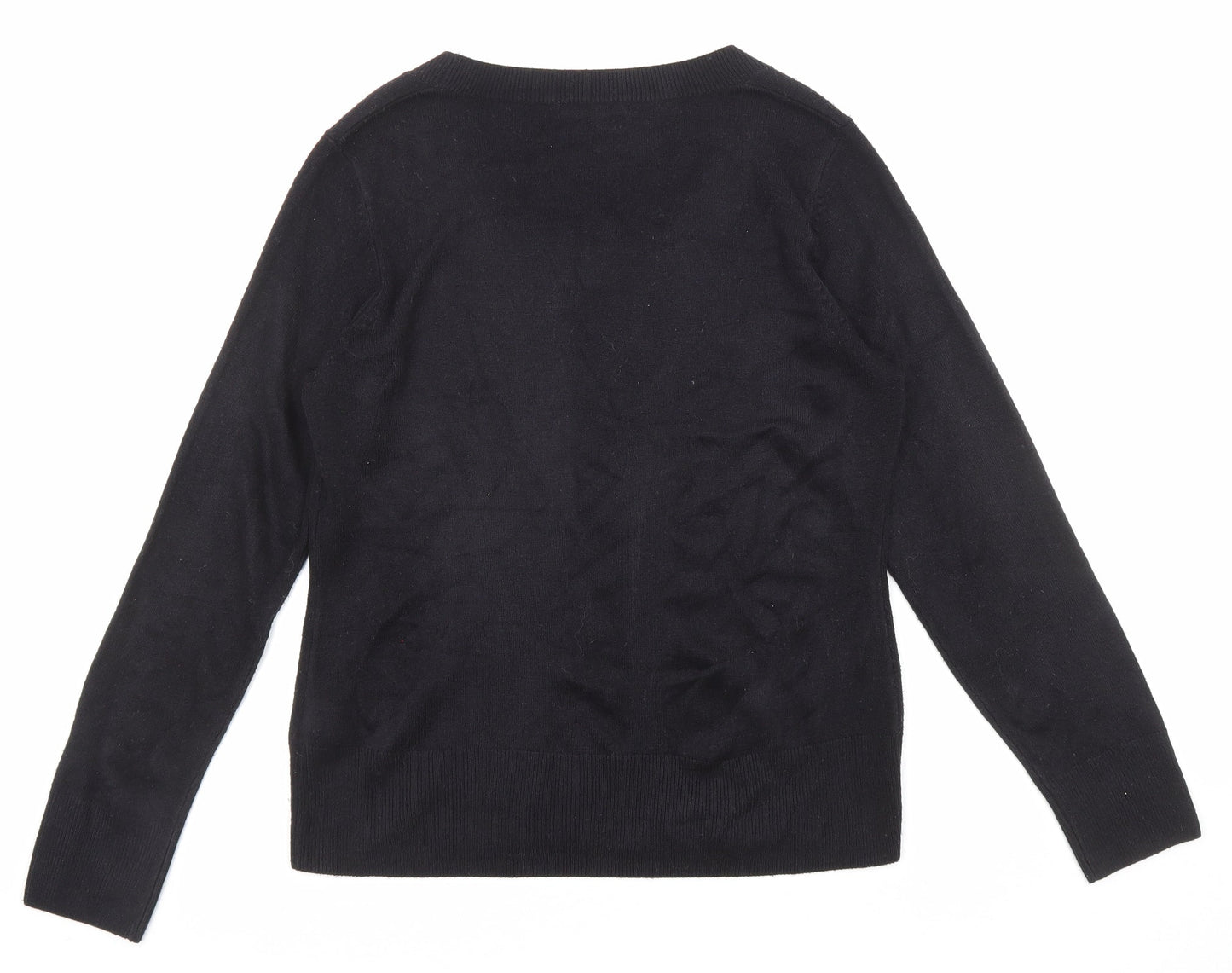 South Womens Black Scoop Neck Acrylic Pullover Jumper Size 12