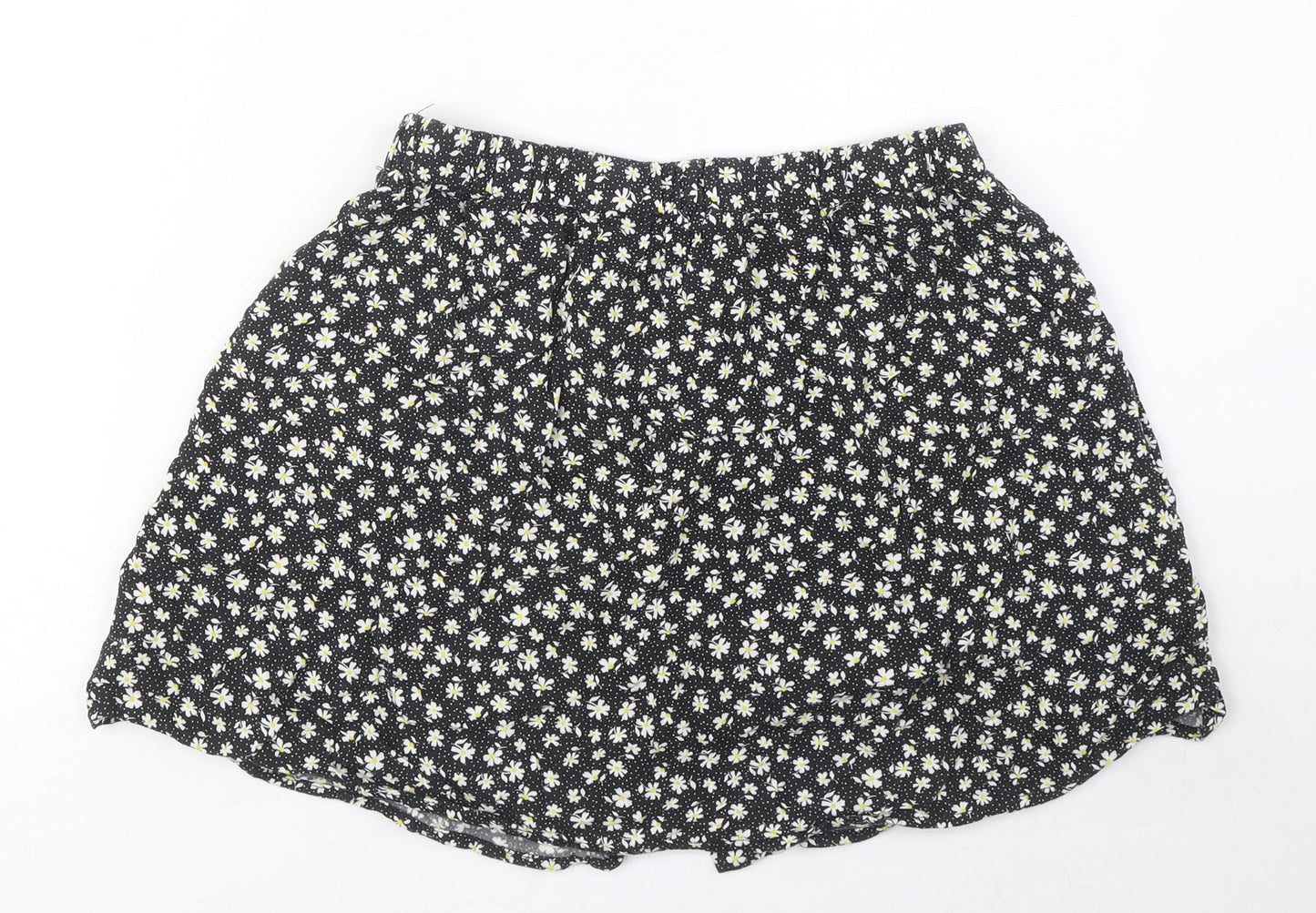 Urban renewal Womens Black Floral Polyester A-Line Skirt Size S Button