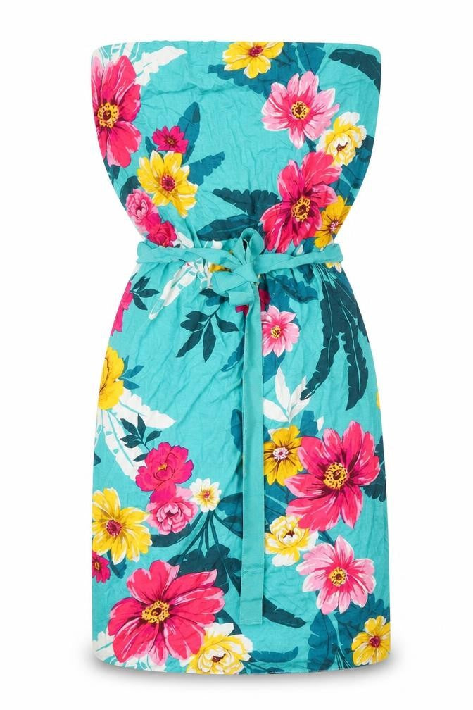 Very Womens Blue Floral Viscose A-Line Size 10 Off the Shoulder Pullover - Belted