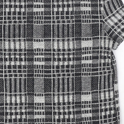 Zara Womens Black Plaid Polyester Basic T-Shirt Size S Round Neck