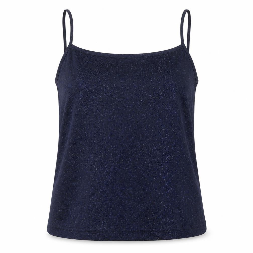 Mackays Womens Blue Nylon Basic Blouse Size L Square Neck - Sparkle Effect