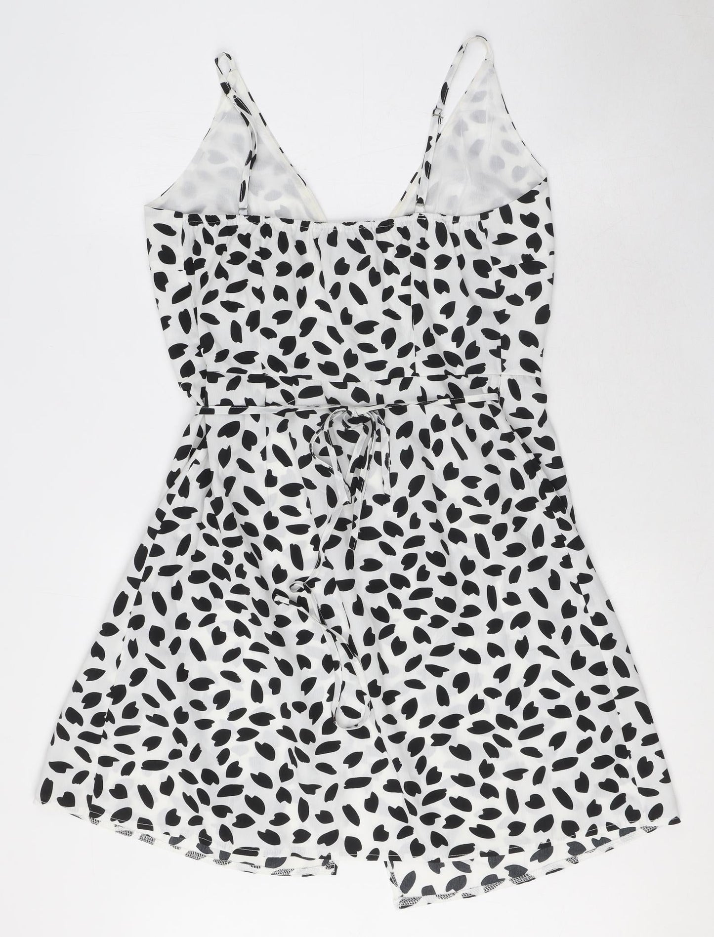 Missguided Womens White Geometric Polyester Wrap Dress Size 10 V-Neck Tie