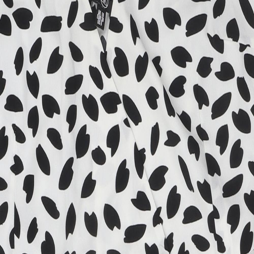 Missguided Womens White Geometric Polyester Wrap Dress Size 10 V-Neck Tie