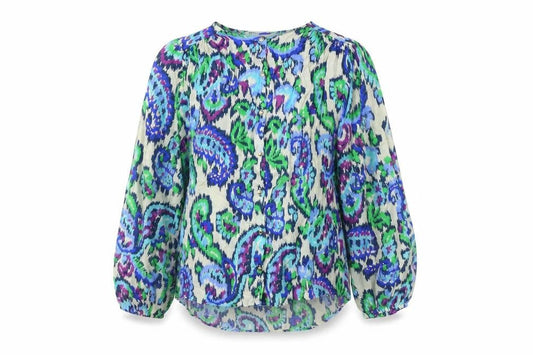 Zara Womens Multicoloured Geometric Viscose Basic Blouse Size XS Round Neck