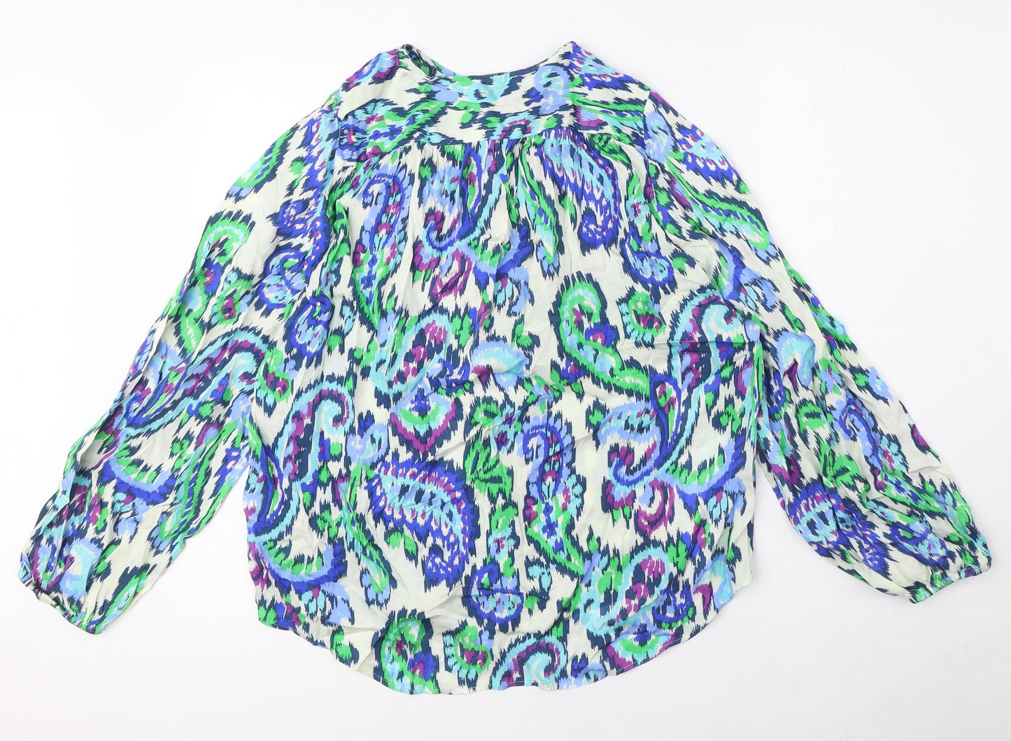 Zara Womens Multicoloured Geometric Viscose Basic Blouse Size XS Round Neck