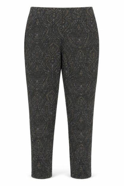 Next Womens Grey Geometric Polyester Trousers Size 10 L27 in Regular Zip - Gold Detail