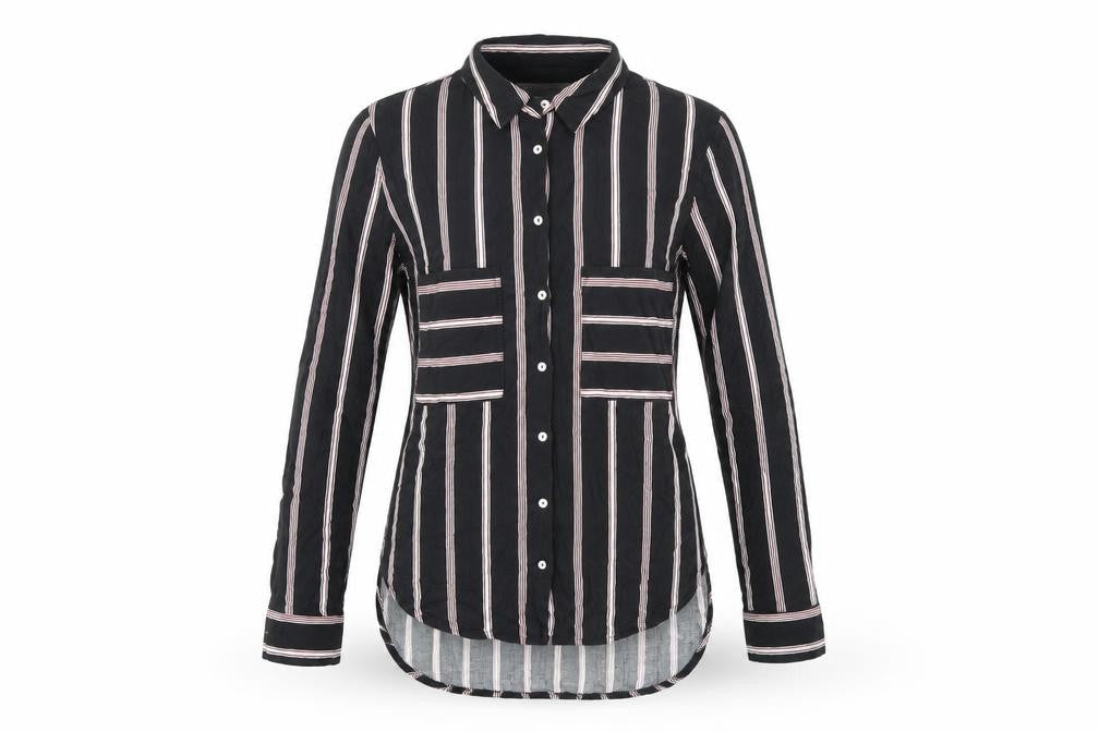 alcott Womens Black Striped Viscose Basic Button-Up Size XS Collared