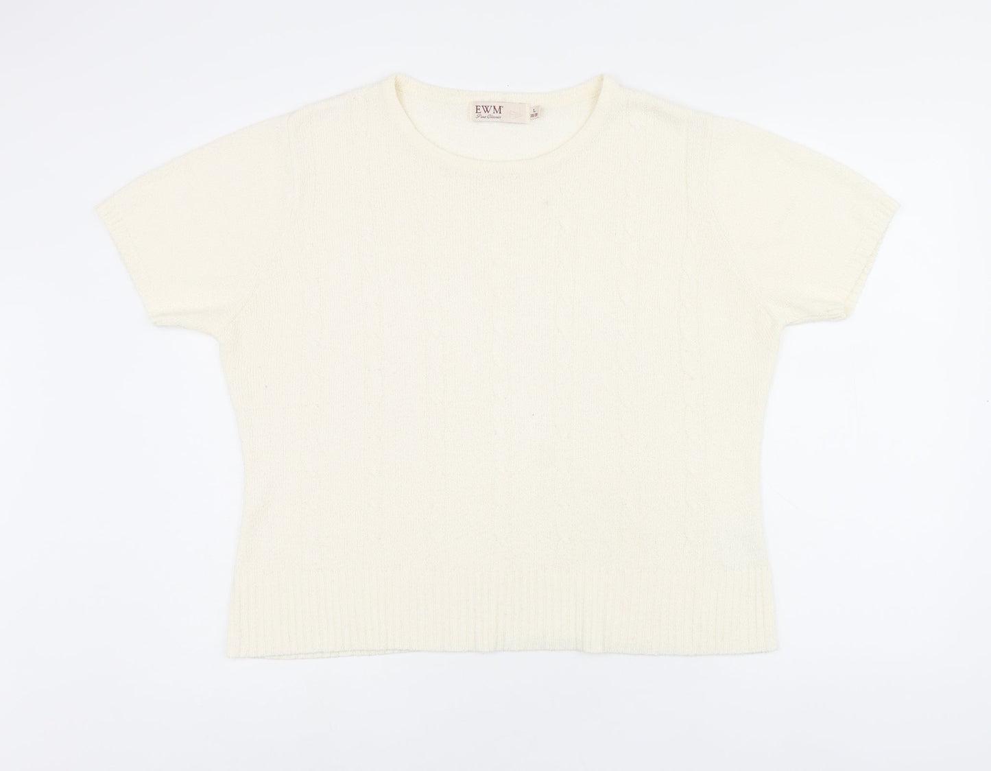 EWM Womens Beige Round Neck Acrylic Pullover Jumper Size 18 - Size 18-20